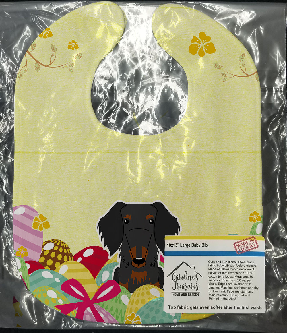 Easter Eggs Wire Haired Dachshund Black Tan Baby Bib Easy-Clean Baby Bib Baby Feeding Accessory Baby Mealtime Essential, 10 x 13, Multicolor