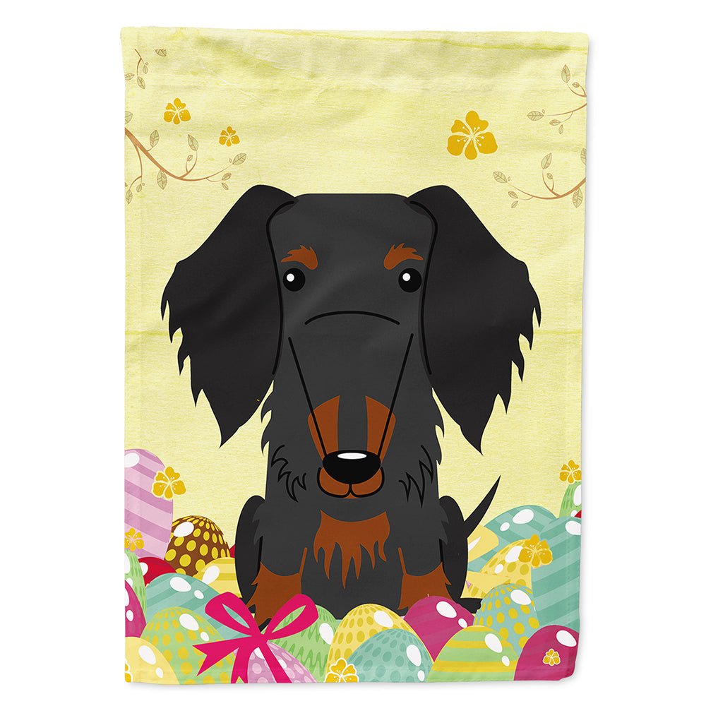 Easter Eggs Wire Haired Dachshund Black Tan House Flag 28x40 Porch Sleeve Pole Decorative Outside Yard Banner Artwork Wall Hanging, Polyester
