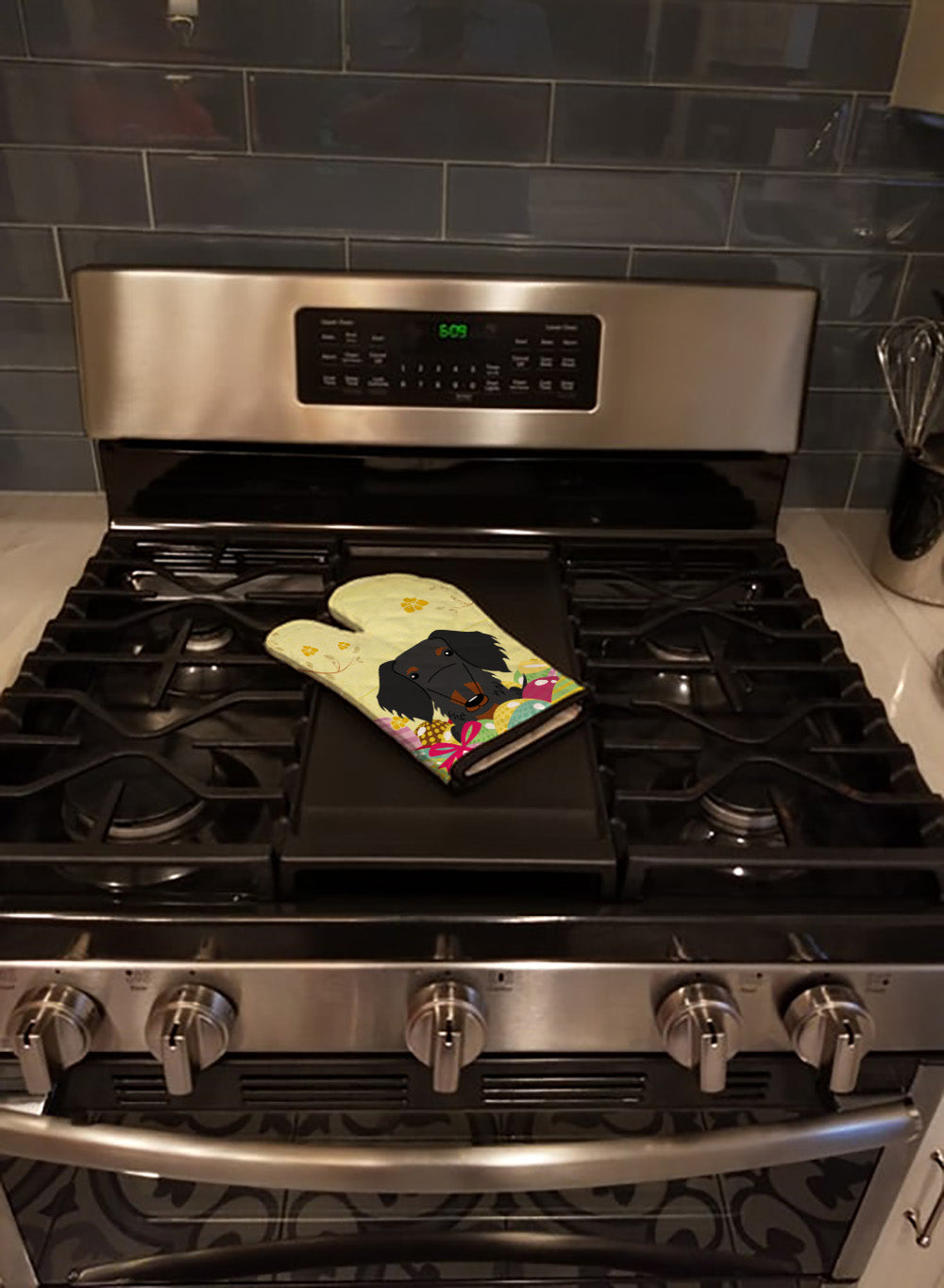 Easter Eggs Wire Haired Dachshund Black Tan Oven Mitt Heat Resistant Thick Oven Mitt for Hot Pans and Oven, Kitchen Mitt Protect Hands, Cooking Baking Glove