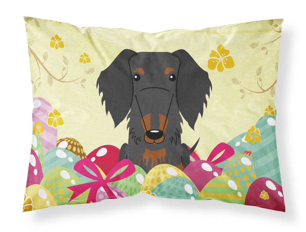 Easter Eggs Wire Haired Dachshund Black Tan Standard Pillowcase Lightweight Super Soft Easy Care Decorative Artwork Pillowcase, Standard