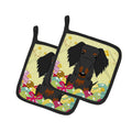 Easter Eggs Wire Haired Dachshund Black Tan Pot Holder Set of 2 Heat Resistant Quilted Hot Pads 7.5 x 7.5 Inch, Insulated Kitchen Trivets for Cooking & Baking