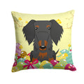 Easter Eggs Wire Haired Dachshund Black Tan Decorative Throw Pillow 14x14 Indoor Outdoor Accent Cushion, Fabric Cover with Insert for Sofa, Bed, Porch & Living Room