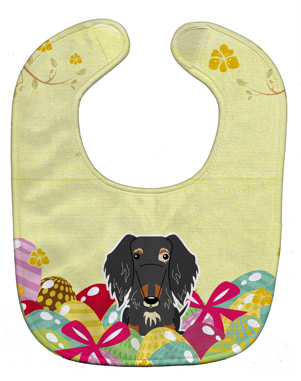 Easter Eggs Wire Haired Dachshund Dapple Baby Bib Easy-Clean Baby Bib Baby Feeding Accessory Baby Mealtime Essential, 10 x 13, Multicolor