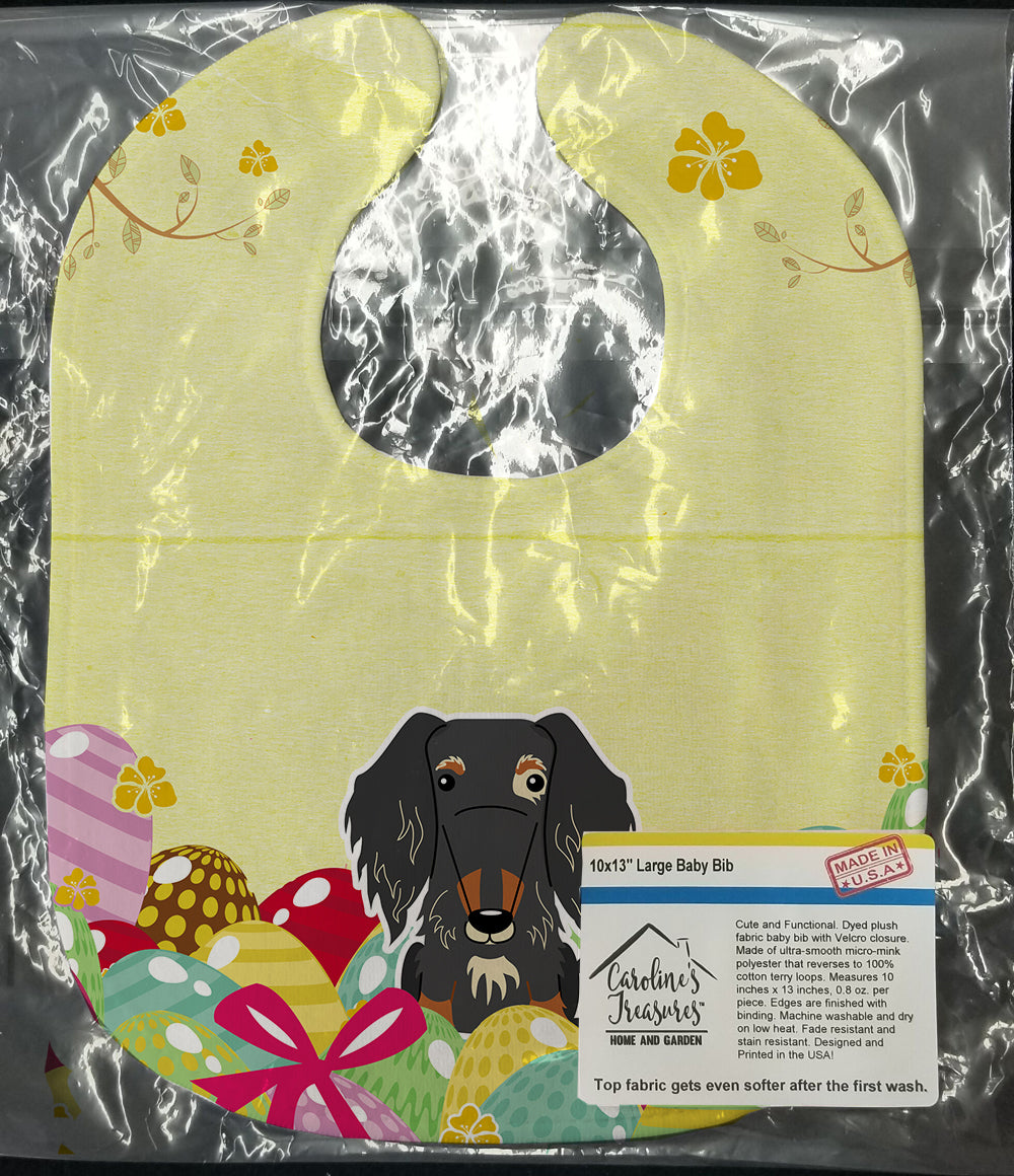 Easter Eggs Wire Haired Dachshund Dapple Baby Bib Easy-Clean Baby Bib Baby Feeding Accessory Baby Mealtime Essential, 10 x 13, Multicolor