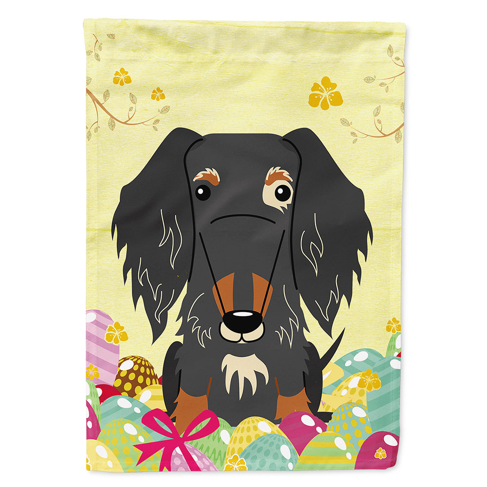 Easter Eggs Wire Haired Dachshund Dapple House Flag 28x40 Porch Sleeve Pole Decorative Outside Yard Banner Artwork Wall Hanging, Polyester