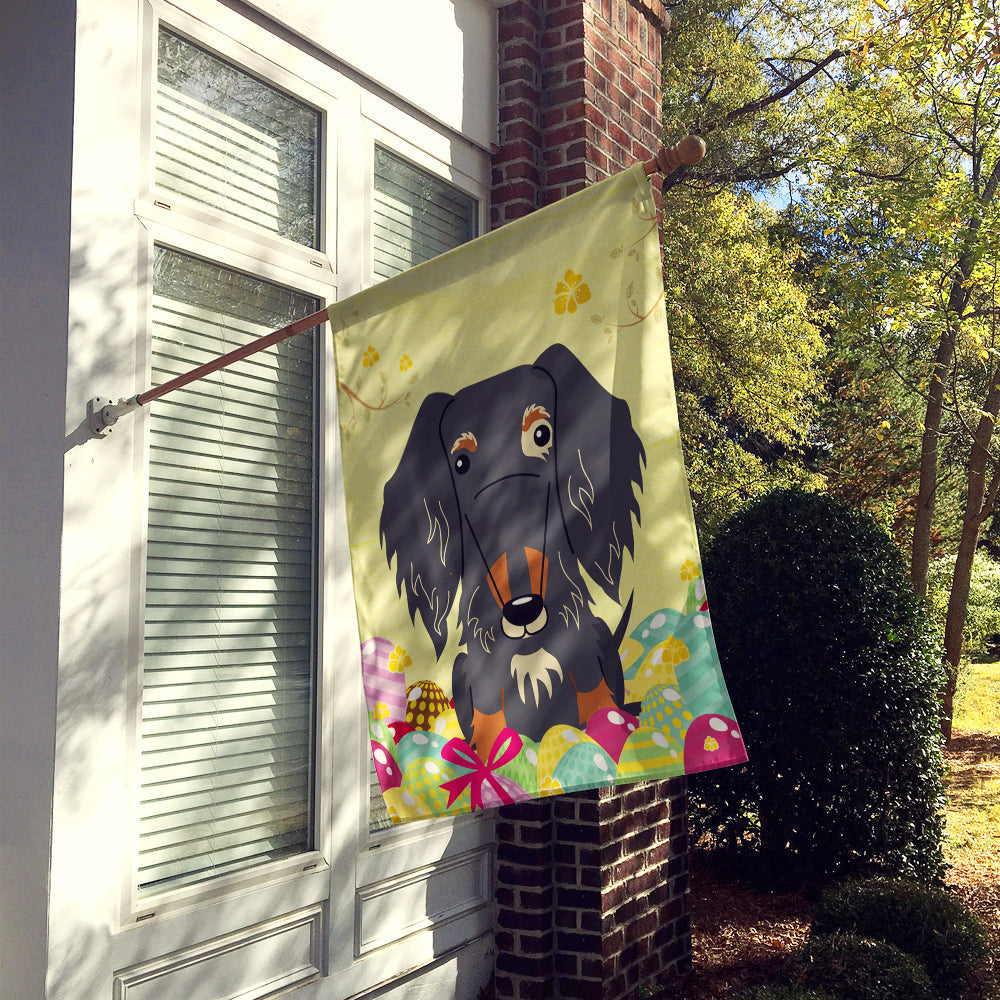 Easter Eggs Wire Haired Dachshund Dapple House Flag 28x40 Porch Sleeve Pole Decorative Outside Yard Banner Artwork Wall Hanging, Polyester
