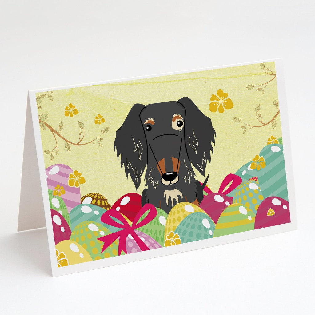 Easter Eggs Wire Haired Dachshund Dapple Greeting Cards Pack of 8 Blank Cards with Envelopes Whimsical A7 Size 5x7