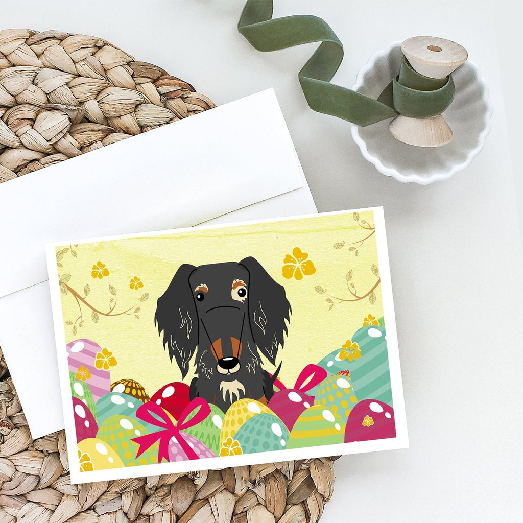 Easter Eggs Wire Haired Dachshund Dapple Greeting Cards Pack of 8 Blank Cards with Envelopes Whimsical A7 Size 5x7