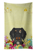 Easter Eggs Wire Haired Dachshund Dapple Kitchen Towel Velour Plush Front and Cotton Loop Back Machine Washable