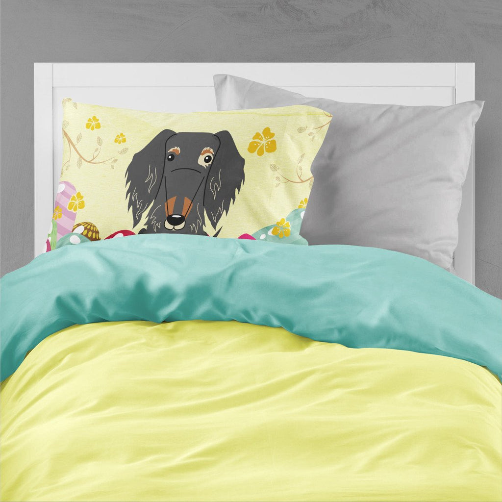 Easter Eggs Wire Haired Dachshund Dapple Standard Pillowcase Lightweight Super Soft Easy Care Decorative Artwork Pillowcase, Standard