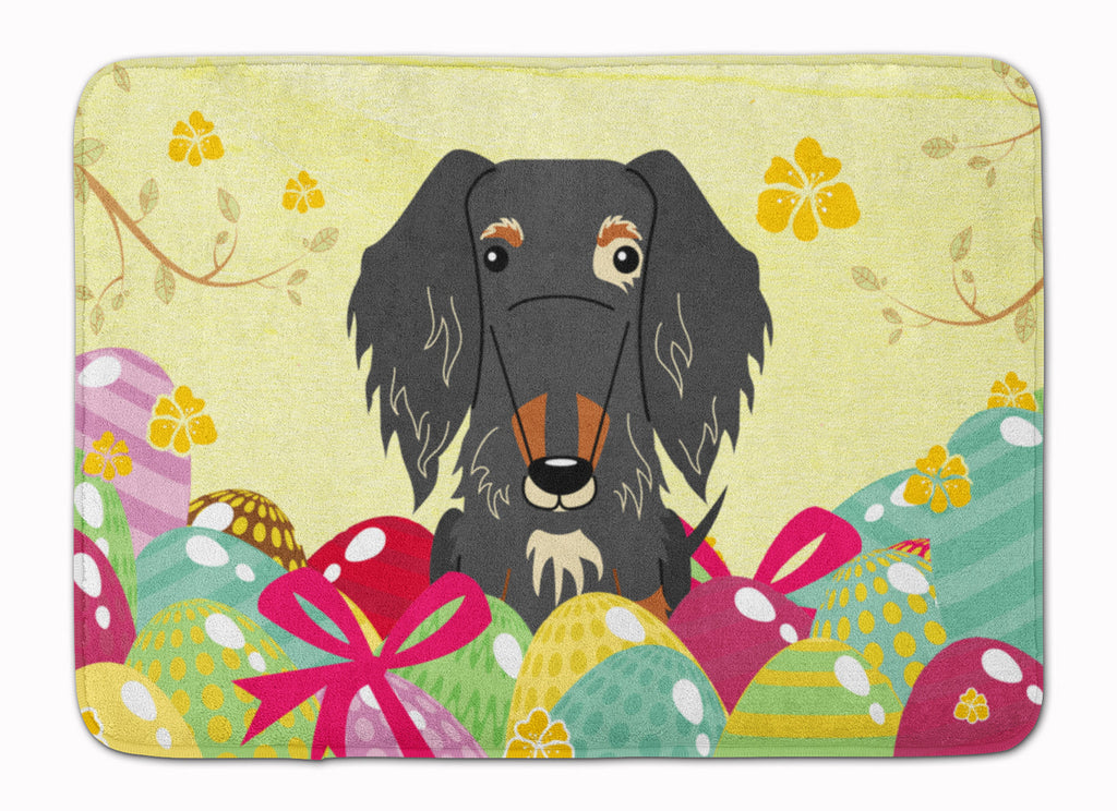 Easter Eggs Wire Haired Dachshund Dapple Memory Foam Kitchen Mat Machine Washable Anti-Fatigue Cushion Comfort Bath or Kitchen Rug