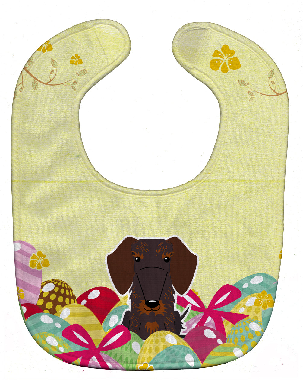 Easter Eggs Wire Haired Dachshund Chocolate Baby Bib Easy-Clean Baby Bib Baby Feeding Accessory Baby Mealtime Essential, 10 x 13, Multicolor