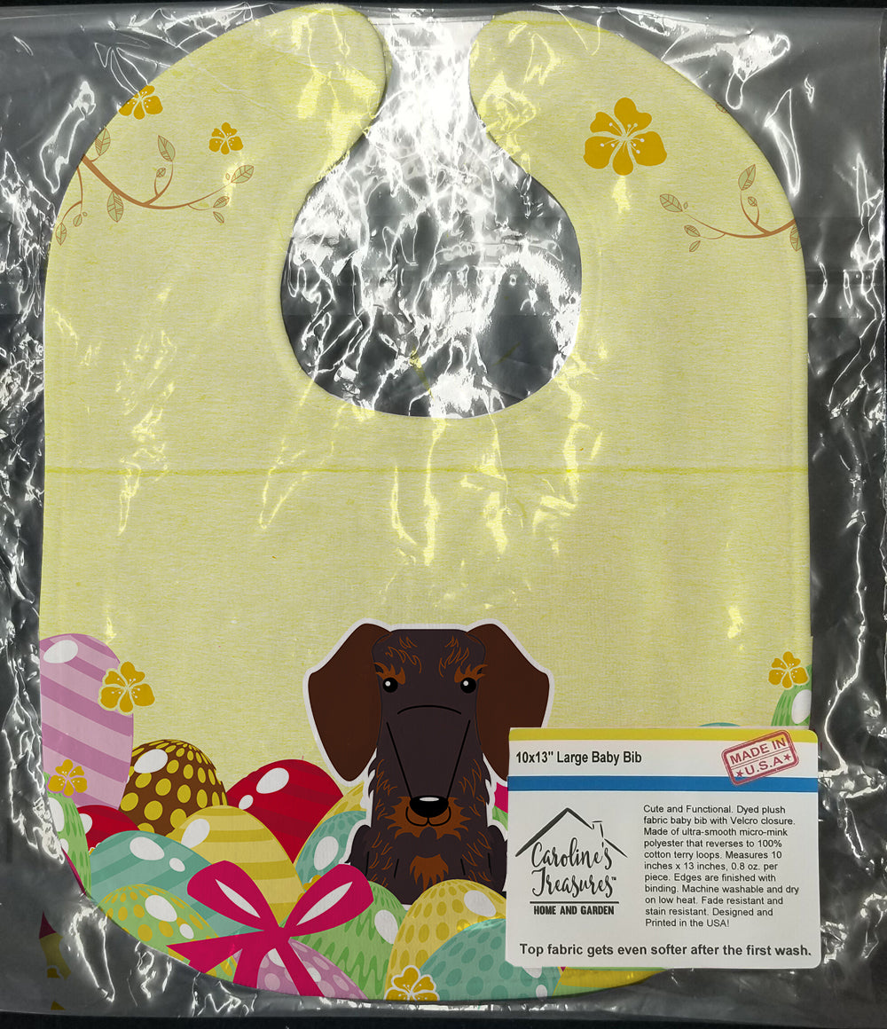 Easter Eggs Wire Haired Dachshund Chocolate Baby Bib Easy-Clean Baby Bib Baby Feeding Accessory Baby Mealtime Essential, 10 x 13, Multicolor