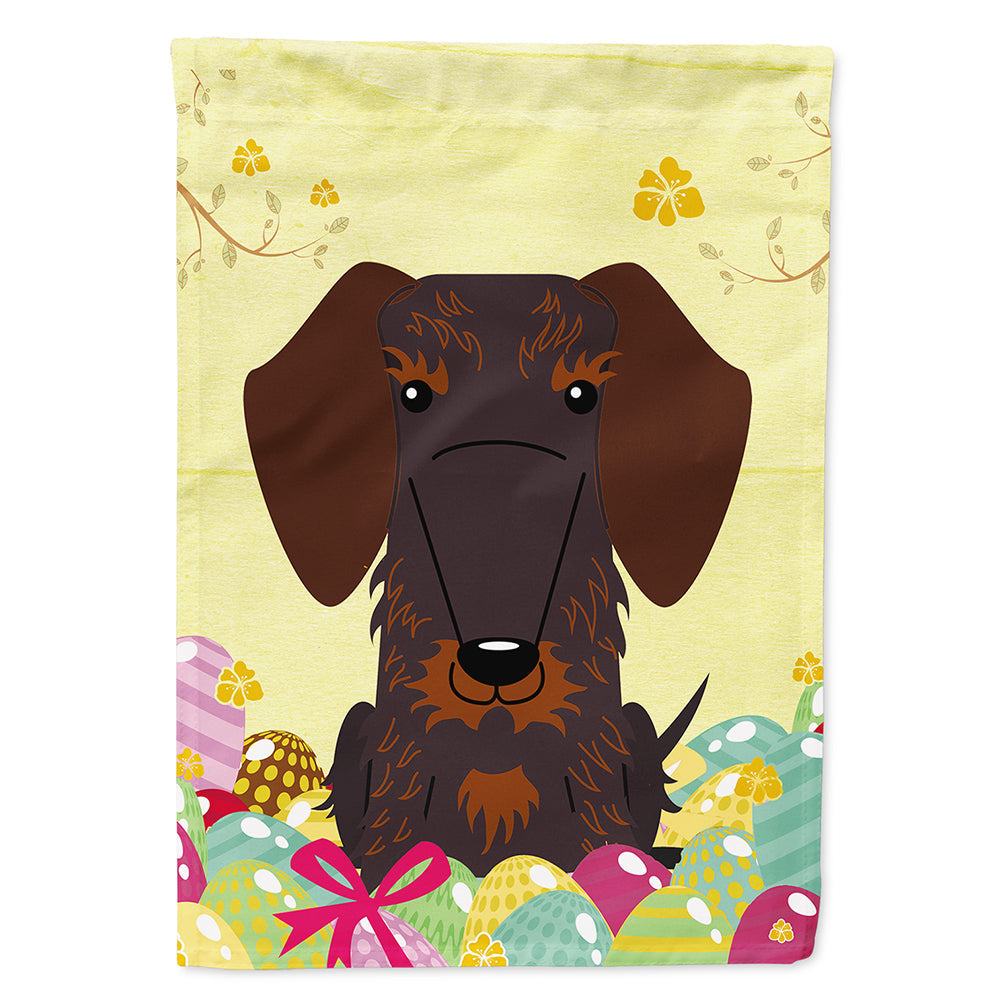 Easter Eggs Wire Haired Dachshund Chocolate House Flag 28x40 Porch Sleeve Pole Decorative Outside Yard Banner Artwork Wall Hanging, Polyester