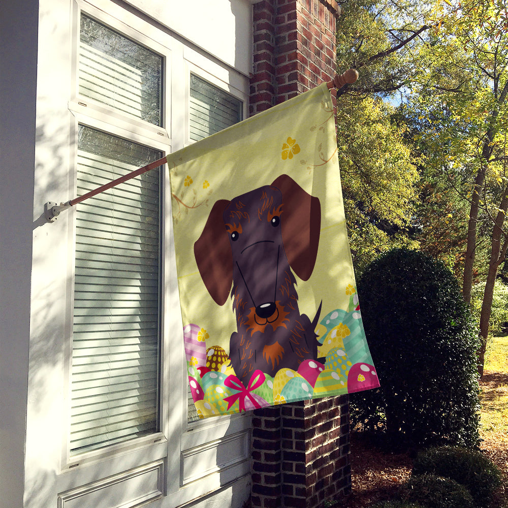 Easter Eggs Wire Haired Dachshund Chocolate House Flag 28x40 Porch Sleeve Pole Decorative Outside Yard Banner Artwork Wall Hanging, Polyester