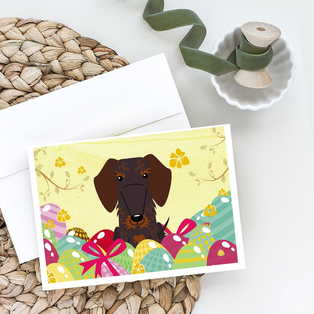 Easter Eggs Wire Haired Dachshund Chocolate Greeting Cards Pack of 8 Blank Cards with Envelopes Whimsical A7 Size 5x7