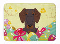 Easter Eggs Wire Haired Dachshund Chocolate Memory Foam Kitchen Mat Machine Washable Anti-Fatigue Cushion Comfort Bath or Kitchen Rug