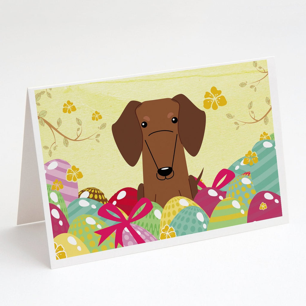 Easter Eggs Dachshund Red Brown Greeting Cards Pack of 8 Blank Cards with Envelopes Whimsical A7 Size 5x7