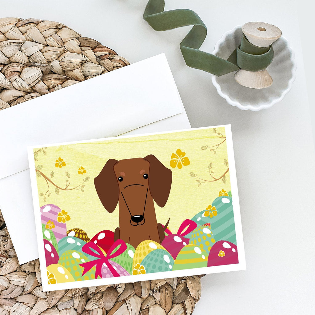 Easter Eggs Dachshund Red Brown Greeting Cards Pack of 8 Blank Cards with Envelopes Whimsical A7 Size 5x7