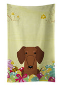 Easter Eggs Dachshund Red Brown Kitchen Towel Velour Plush Front and Cotton Loop Back Machine Washable