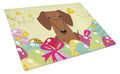 Easter Eggs Dachshund Red Brown Cutting Board Tempered Glass Kitchen Cutting Surface, Heat Resistant Chopping, Non-Slip Feet, Food Prep & Serving