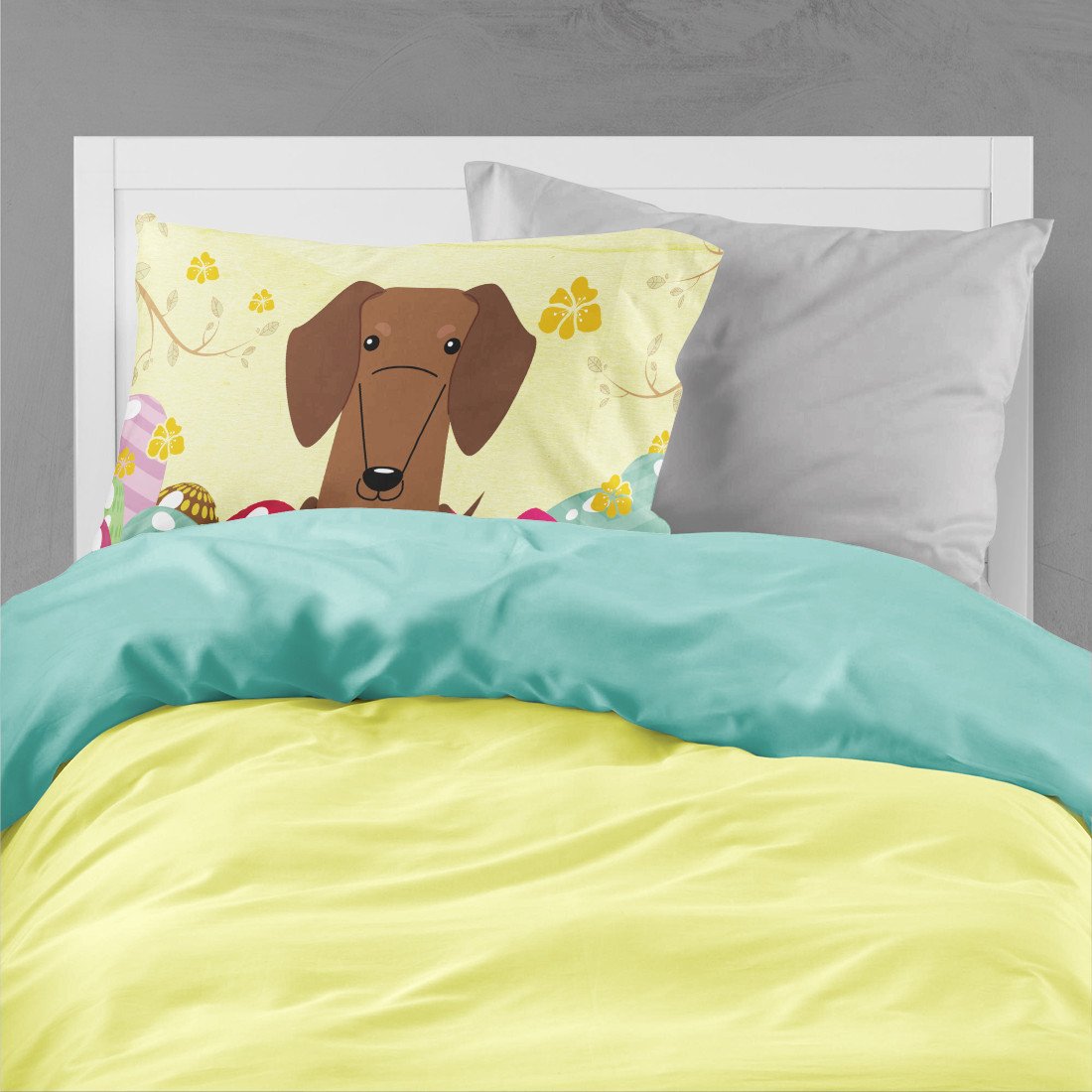 Easter Eggs Dachshund Red Brown Standard Pillowcase Lightweight Super Soft Easy Care Decorative Artwork Pillowcase, Standard
