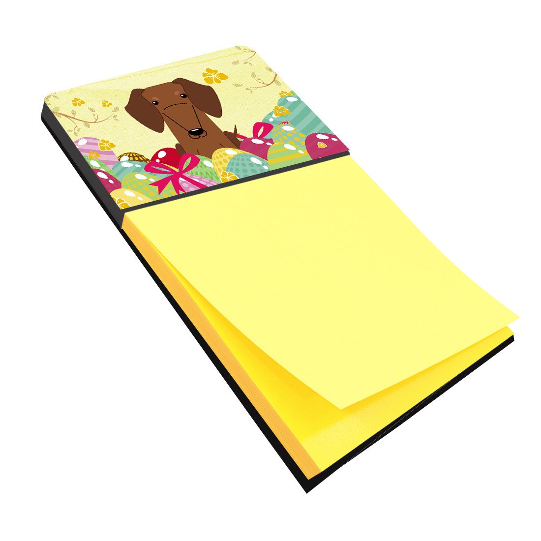 Easter Eggs Dachshund Red Brown Watercolor Sticky Note Holder Refillable Dispenser Desk Accessory 3x3 Pad Gift