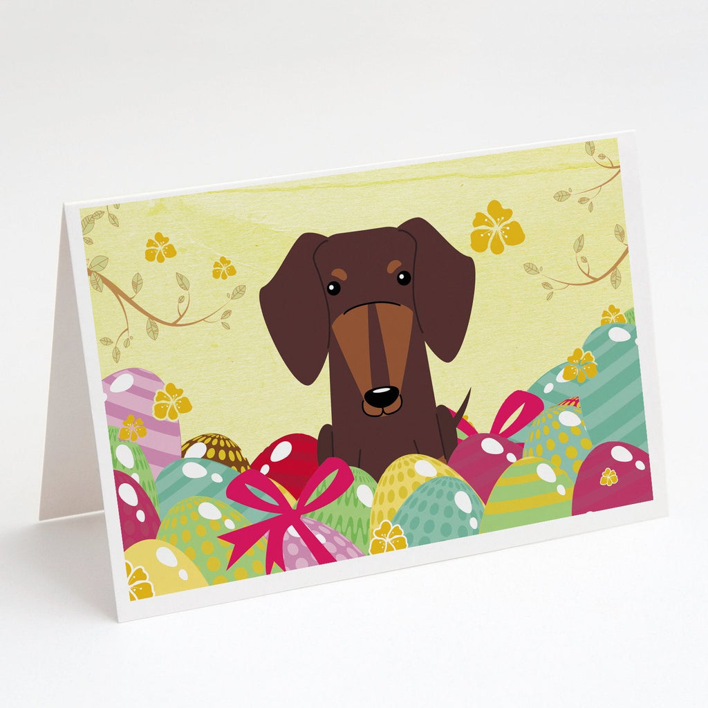 Easter Eggs Dachshund Chocolate Greeting Cards Pack of 8 Blank Cards with Envelopes Whimsical A7 Size 5x7