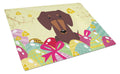 Easter Eggs Dachshund Chocolate Cutting Board Tempered Glass Kitchen Cutting Surface, Heat Resistant Chopping, Non-Slip Feet, Food Prep & Serving