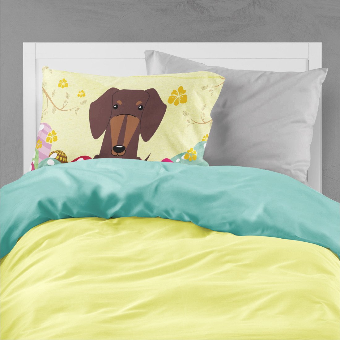 Easter Eggs Dachshund Chocolate Standard Pillowcase Lightweight Super Soft Easy Care Decorative Artwork Pillowcase, Standard