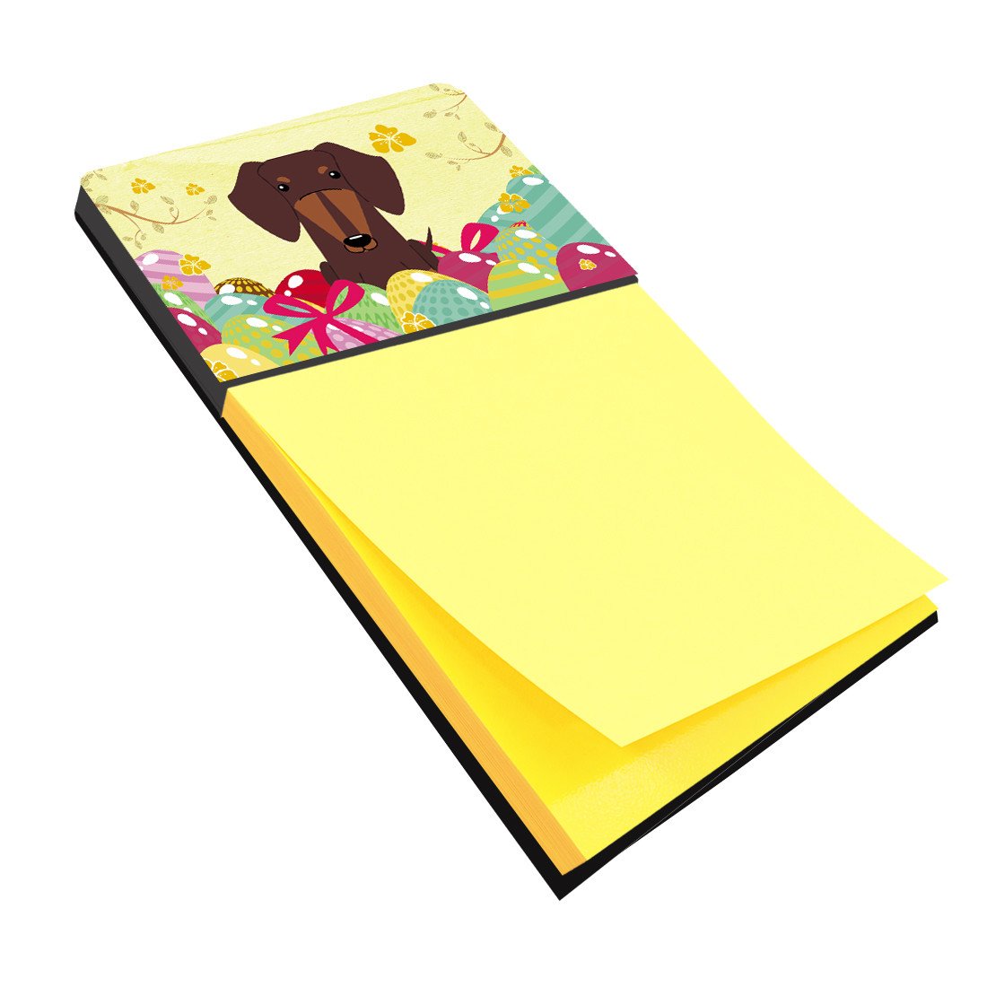 Easter Eggs Dachshund Chocolate Watercolor Sticky Note Holder Refillable Dispenser Desk Accessory 3x3 Pad Gift