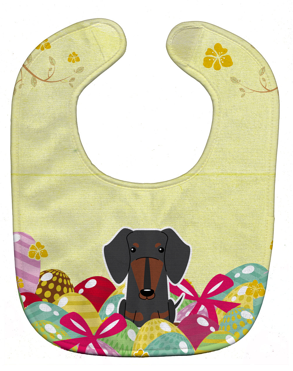 Easter Eggs Dachshund Black Tan Baby Bib Easy-Clean Baby Bib Baby Feeding Accessory Baby Mealtime Essential, 10 x 13, Multicolor