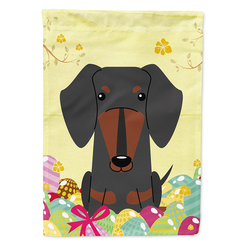 Easter Eggs Dachshund Black Tan House Flag 28x40 Porch Sleeve Pole Decorative Outside Yard Banner Artwork Wall Hanging, Polyester