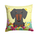 Easter Eggs Dachshund Black Tan Decorative Throw Pillow 14x14 Indoor Outdoor Accent Cushion, Fabric Cover with Insert for Sofa, Bed, Porch & Living Room