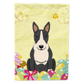 Easter Eggs Bull Terrier Black White House Flag 28x40 Porch Sleeve Pole Decorative Outside Yard Banner Artwork Wall Hanging, Polyester