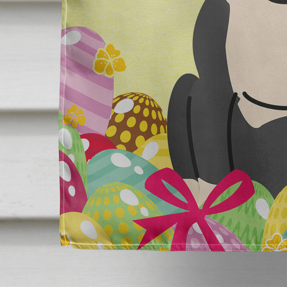 Easter Eggs Bull Terrier Black White House Flag 28x40 Porch Sleeve Pole Decorative Outside Yard Banner Artwork Wall Hanging, Polyester