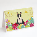 Easter Eggs Bull Terrier Black White Greeting Cards Pack of 8 Blank Cards with Envelopes Whimsical A7 Size 5x7