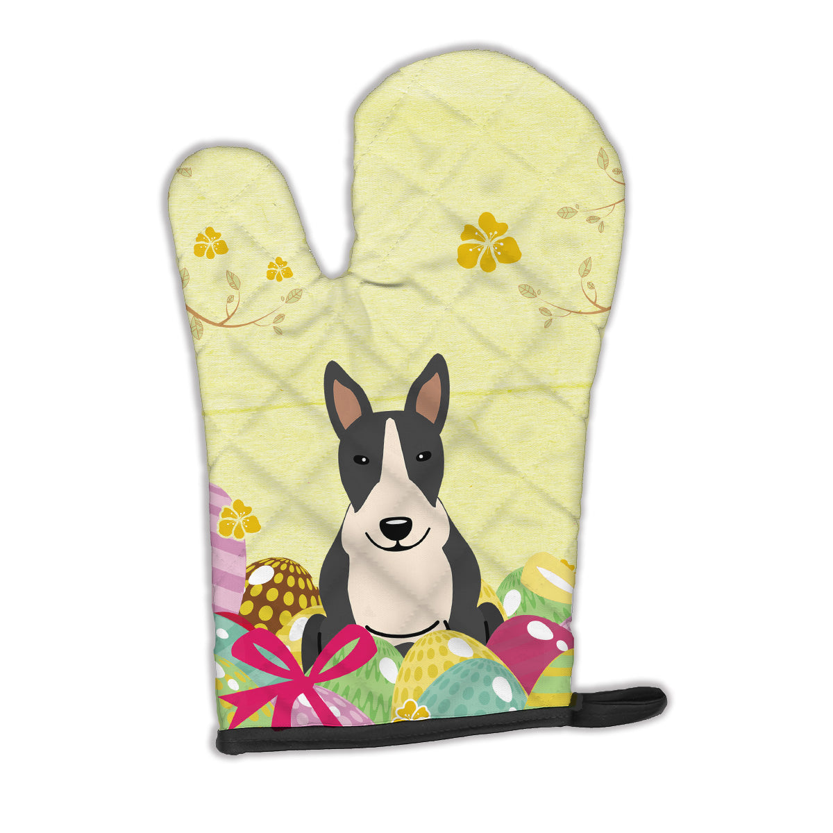 Easter Eggs Bull Terrier Black White Oven Mitt Heat Resistant Thick Oven Mitt for Hot Pans and Oven, Kitchen Mitt Protect Hands, Cooking Baking Glove