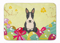 Easter Eggs Bull Terrier Black White Memory Foam Kitchen Mat Machine Washable Anti-Fatigue Cushion Comfort Bath or Kitchen Rug