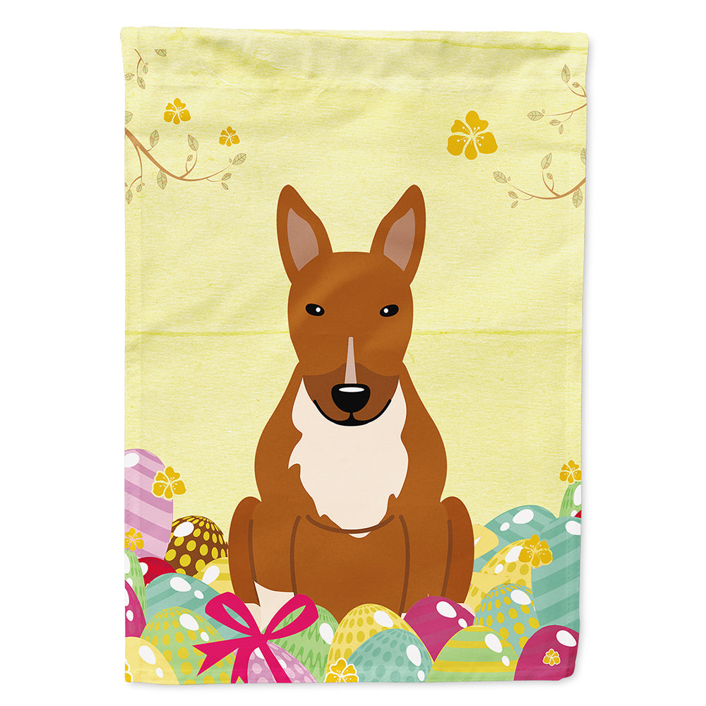 Easter Eggs Bull Terrier Red House Flag 28x40 Porch Sleeve Pole Decorative Outside Yard Banner Artwork Wall Hanging, Polyester