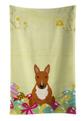 Easter Eggs Bull Terrier Red Kitchen Towel Velour Plush Front and Cotton Loop Back Machine Washable