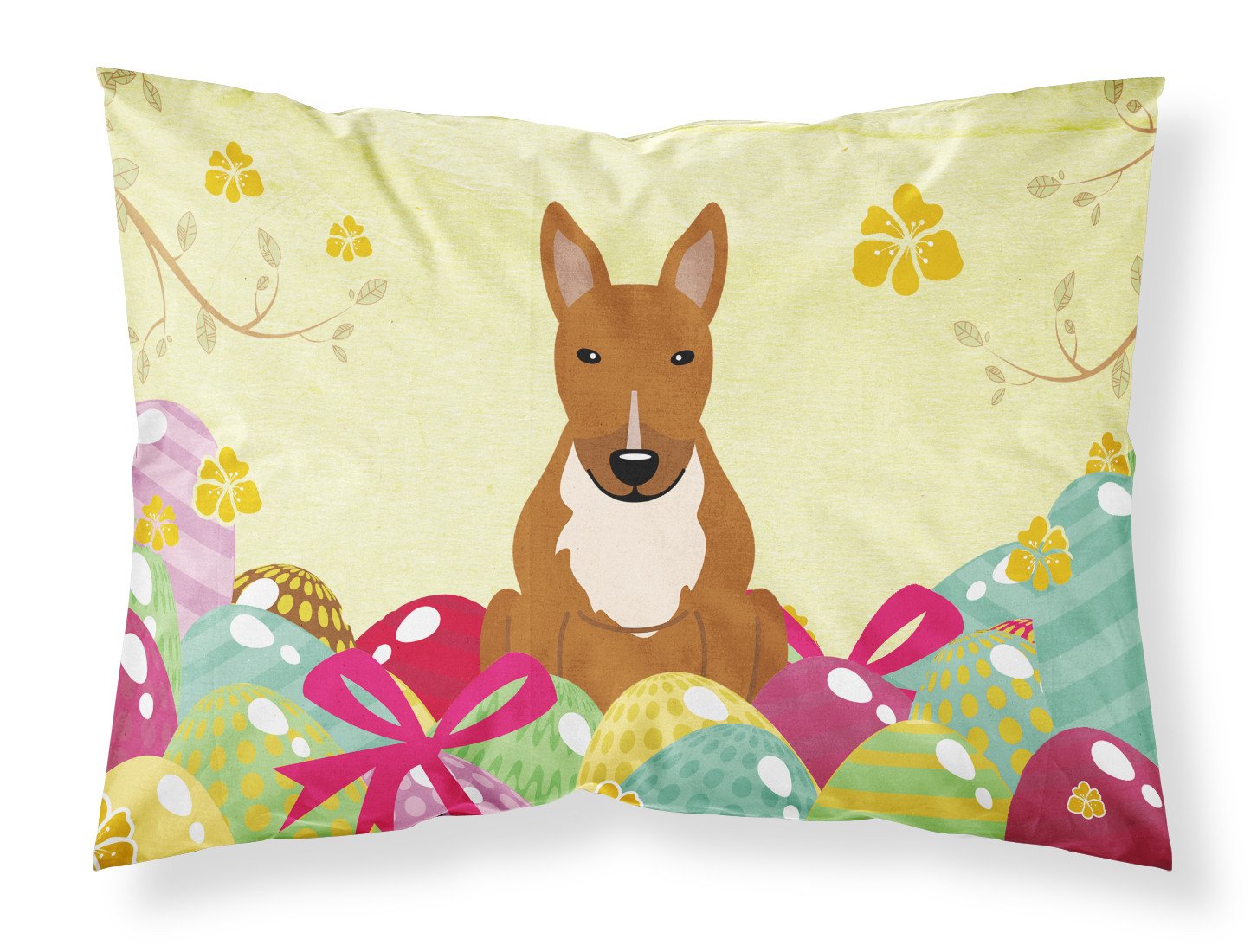 Easter Eggs Bull Terrier Red Standard Pillowcase Lightweight Super Soft Easy Care Decorative Artwork Pillowcase, Standard