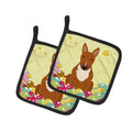Easter Eggs Bull Terrier Red Pot Holder Set of 2 Heat Resistant Quilted Hot Pads 7.5 x 7.5 Inch, Insulated Kitchen Trivets for Cooking & Baking