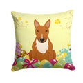 Easter Eggs Bull Terrier Red Decorative Throw Pillow 14x14 Indoor Outdoor Accent Cushion, Fabric Cover with Insert for Sofa, Bed, Porch & Living Room