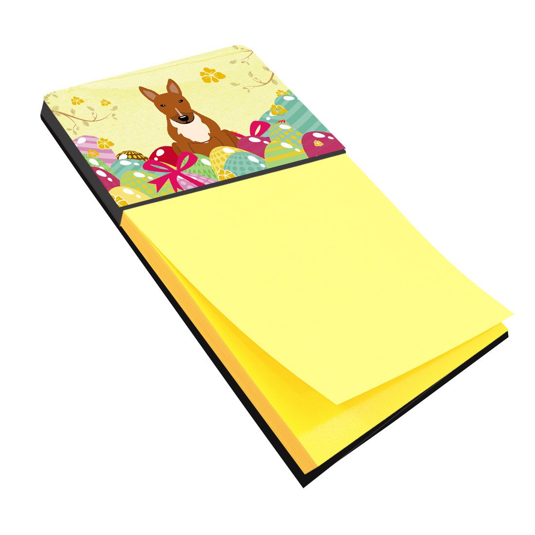 Easter Eggs Bull Terrier Red Watercolor Sticky Note Holder Refillable Dispenser Desk Accessory 3x3 Pad Gift
