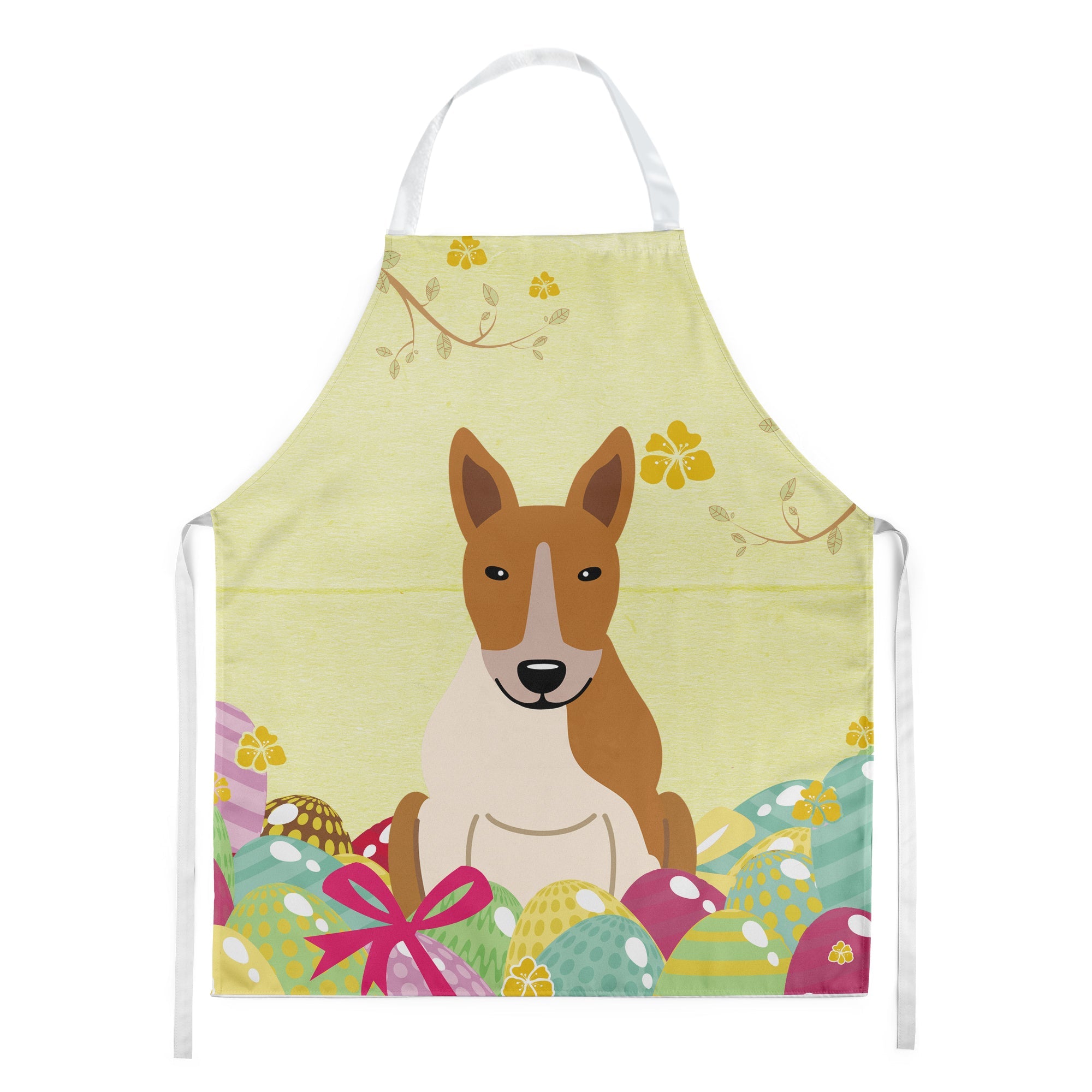 Easter Eggs Bull Terrier Red White Apron Cooking Kitchen Server Baking Crafts Gardening for Adult Women Men, Unisex, Large, Multicolor