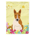 Easter Eggs Bull Terrier Red White House Flag 28x40 Porch Sleeve Pole Decorative Outside Yard Banner Artwork Wall Hanging, Polyester