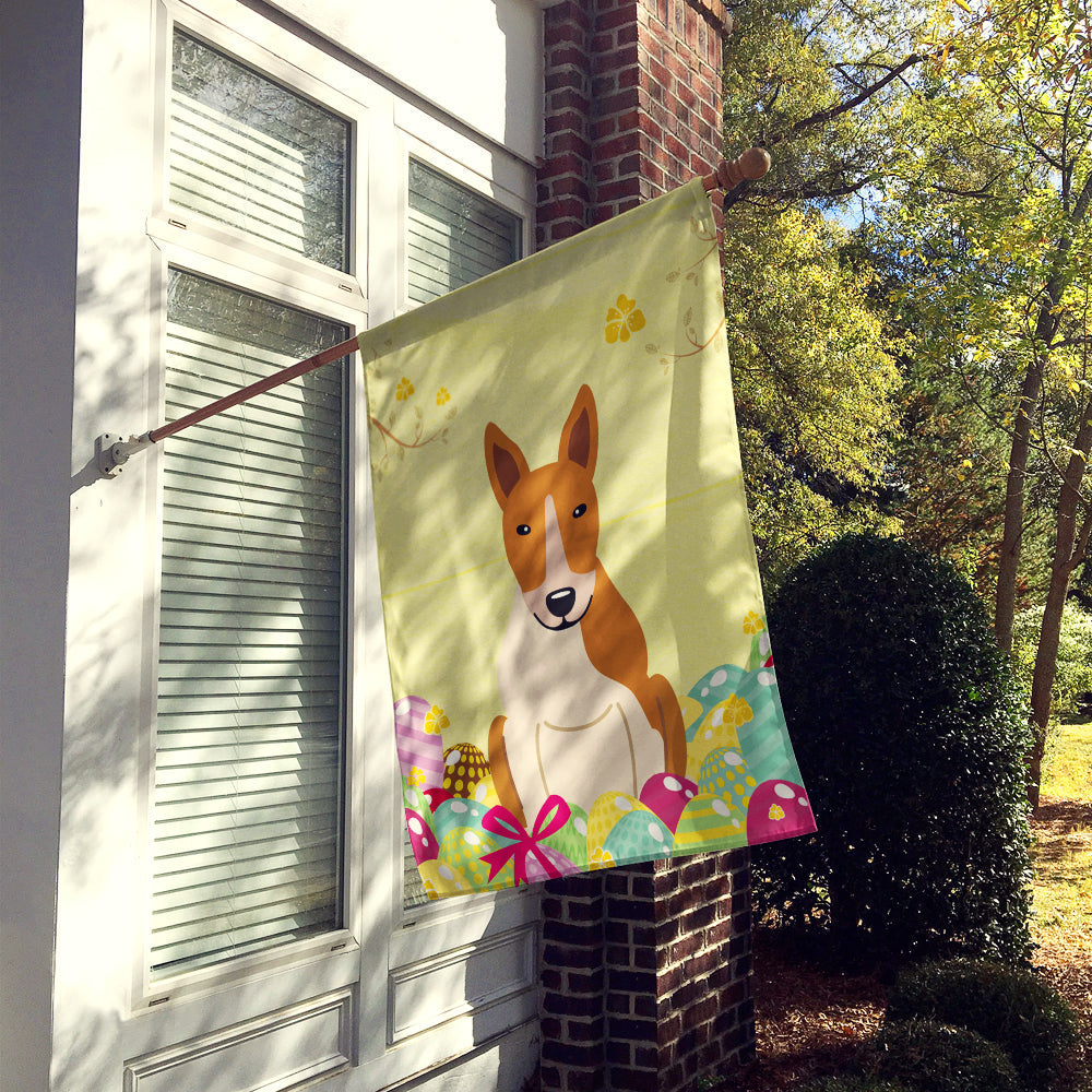 Easter Eggs Bull Terrier Red White House Flag 28x40 Porch Sleeve Pole Decorative Outside Yard Banner Artwork Wall Hanging, Polyester