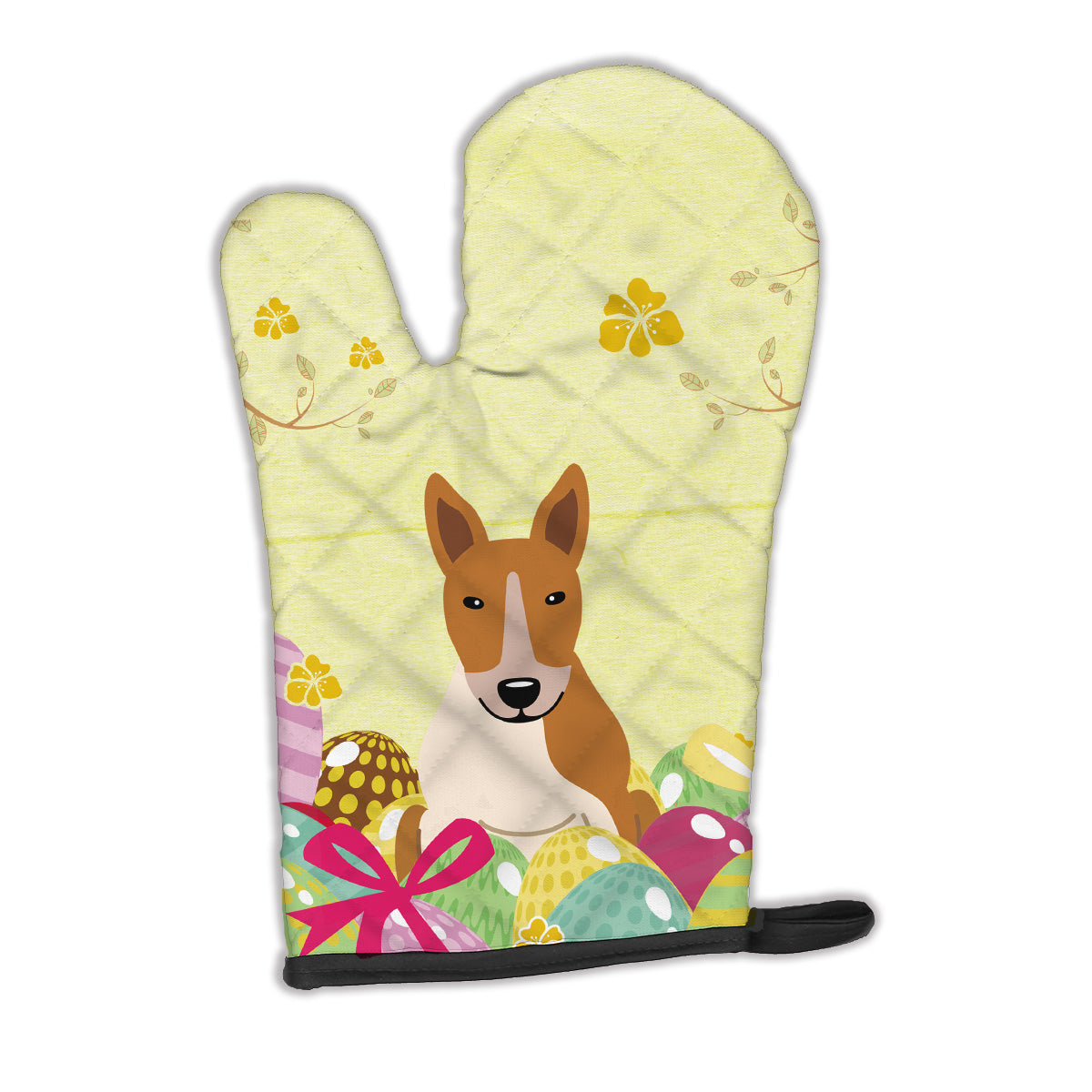 Easter Eggs Bull Terrier Red White Oven Mitt Heat Resistant Thick Oven Mitt for Hot Pans and Oven, Kitchen Mitt Protect Hands, Cooking Baking Glove