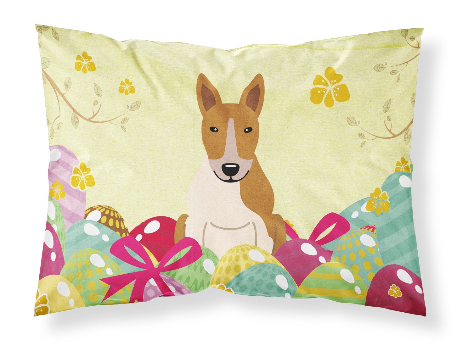 Easter Eggs Bull Terrier Red White Standard Pillowcase Lightweight Super Soft Easy Care Decorative Artwork Pillowcase, Standard